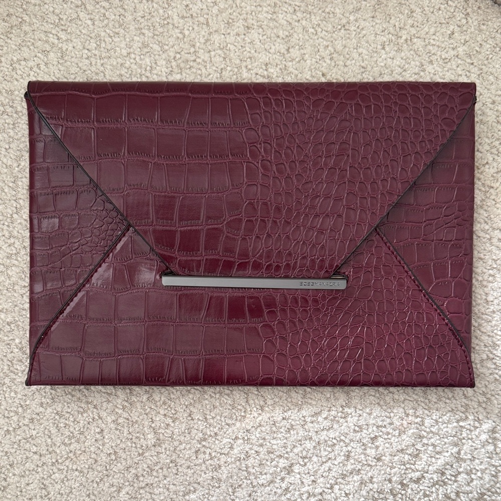 BCBGMaxAzria Burgundy Croc-Embossed Clutch
